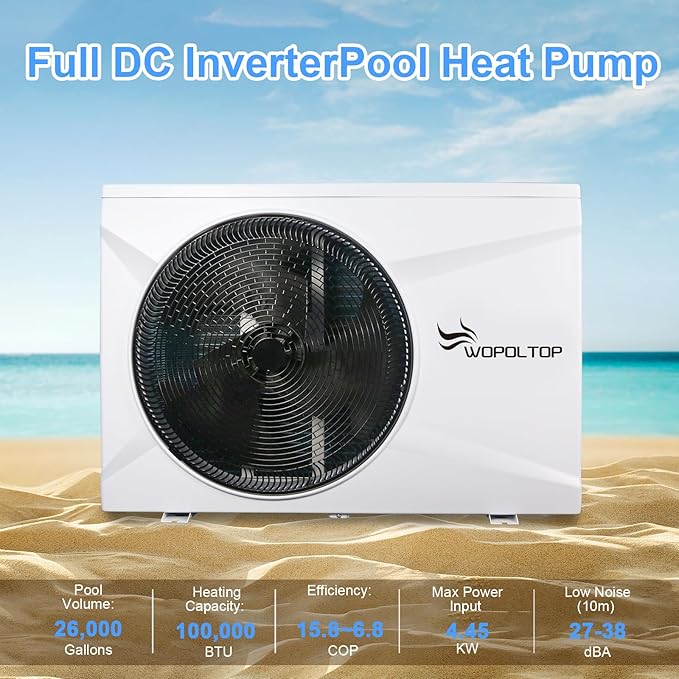 FULL DC INVERTER 100,000BTU SWIMMING POOL HEAT PUMP 30KW FOR UP TO 26,000 GALLONS POOL