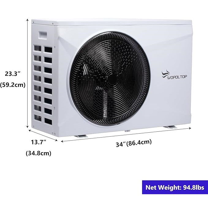 FULL DC INVERTER 35,000BTU SWIMMING POOL HEAT PUMP 10KW FOR UP TO 9,000 GALLONS POOL