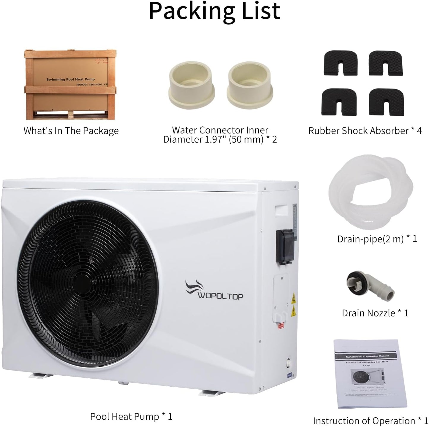FULL DC INVERTER 100,000BTU SWIMMING POOL HEAT PUMP 30KW FOR UP TO 26,000 GALLONS POOL