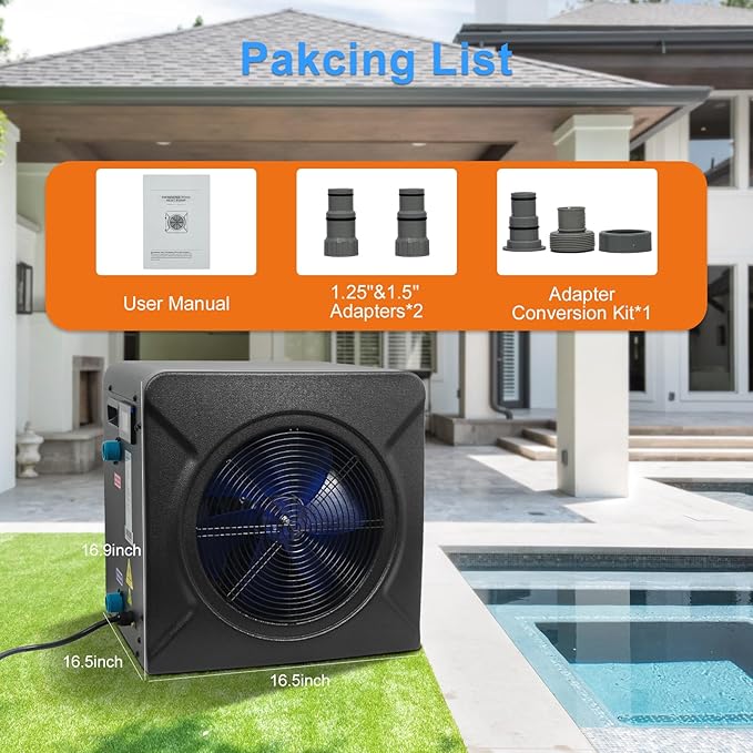 17100 BTU Electric MINI SWIMMING POOL HEAT PUMP FOR ABOVE GROUND POOLS