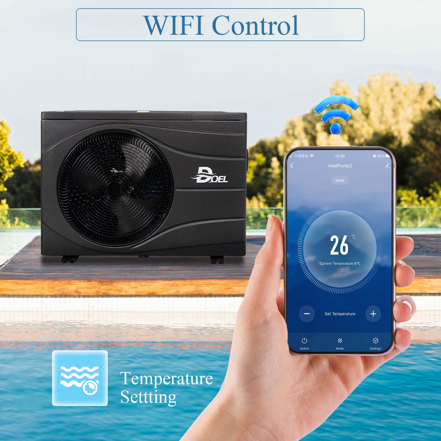 DOEL 72,000BTU INVERTER SWIMMING POOL HEAT PUMP 21KW FOR UP TO 15,000 GALLONS POOL