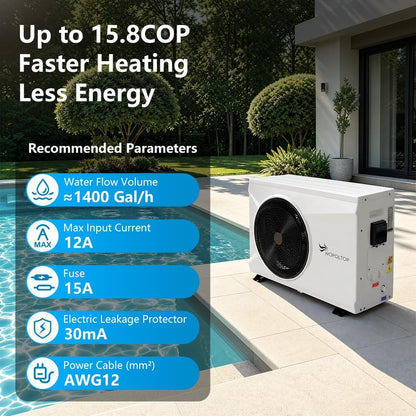 WOPOLTOP W17KW pool heat pump — 