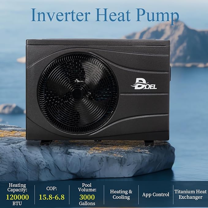 DOEL 120,000BTU INVERTER SWIMMING POOL HEAT PUMP 35KW FOR UP TO 30,000 GALLONS POOL