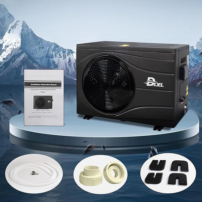 Wave Style Swimming Pool Heat Pump, Full DC Inverter Pool Heater for Above and In Ground with WiFi Smart Control PanelPools and Spas