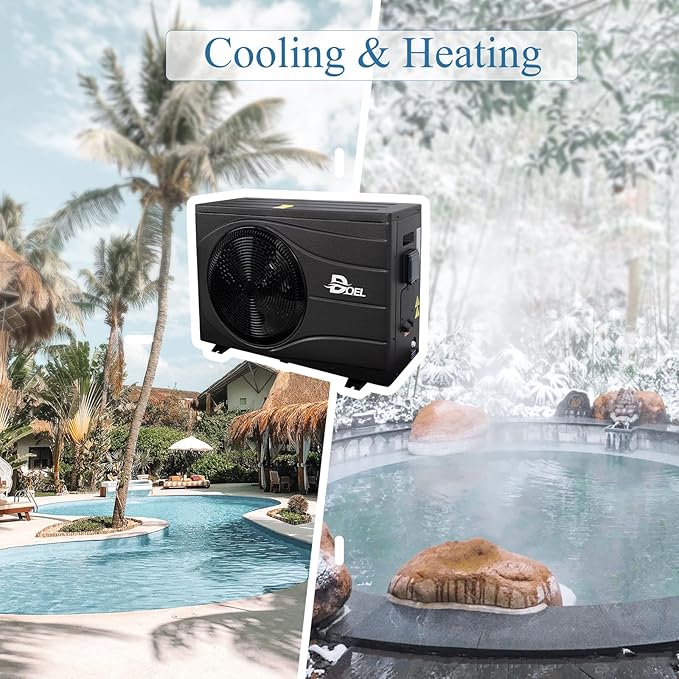Wave Style Swimming Pool Heat Pump, Full DC Inverter Pool Heater for Above and In Ground with WiFi Smart Control PanelPools and Spas